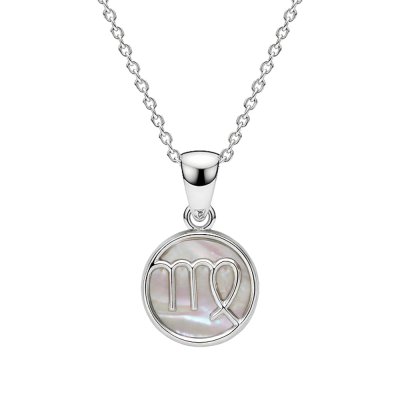Sterling Silver Mother of Pearl Vigo Zodiac Pendant With Chain 18 Inches