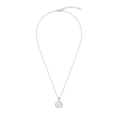 Sterling Silver Mother of Pearl  Libra Zodiac Pendant With Chain 18 Inches