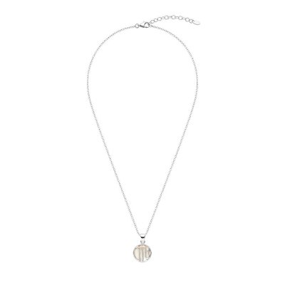 Sterling Silver Mother of Pearl Scorpio Zodiac Pendant With Chain 18 Inches
