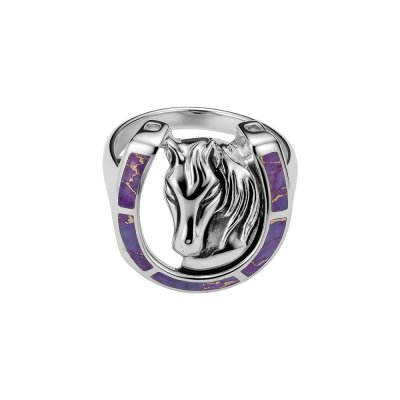 Sterling Silver Purple Turquoise Horseshoe Ring