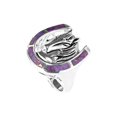 Sterling Silver Purple Turquoise Horseshoe Ring