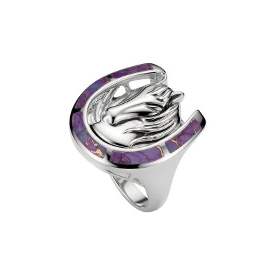 Sterling Silver Purple Turquoise Horseshoe Ring