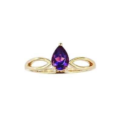 Sterling Silver African Amethyst Ring Over 18K Yellow Gold Plated
