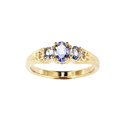 Sterling Silver Tanzanite Ring Over 18K Yellow Gold Plated