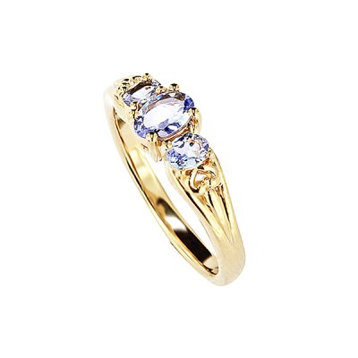 Sterling Silver Tanzanite Ring Over 18K Yellow Gold Plated