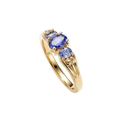 Sterling Silver Tanzanite Ring Over 18K Yellow Gold Plated