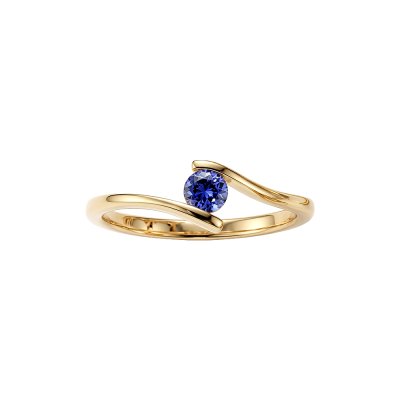 Sterling Silver Tanzanite Ring Over 18K Yellow Gold Plated