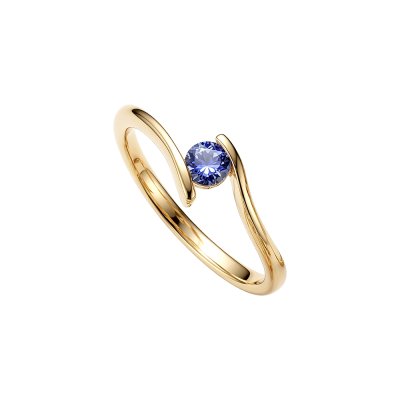 Sterling Silver Tanzanite Ring Over 18K Yellow Gold Plated