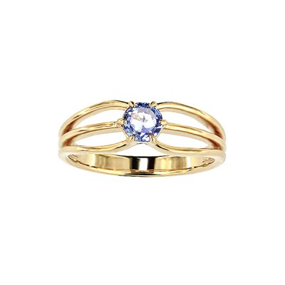 Sterling Silver Tanzanite Ring Over 18K Yellow Gold Plated