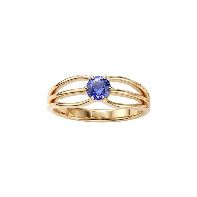 Sterling Silver Tanzanite Ring Over 18K Yellow Gold Plated