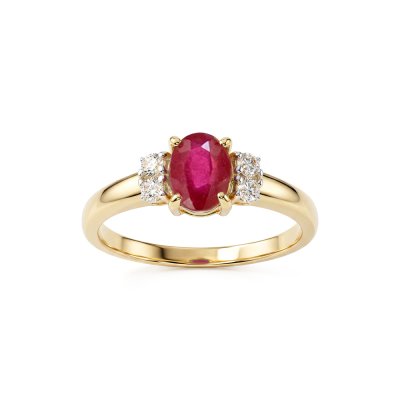 Sterling Silver Ruby and White Topaz Over 18K Yellow Gold Plated