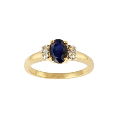 Sterling Silver Blue Sapphire and White Topaz Over 18K Yellow Gold Plated