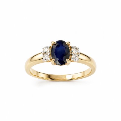 Sterling Silver Blue Sapphire and White Topaz Over 18K Yellow Gold Plated