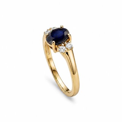 Sterling Silver Blue Sapphire and White Topaz Over 18K Yellow Gold Plated