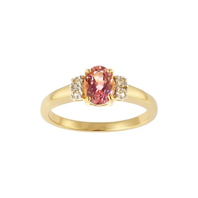 Sterling Silver Pink Topaz and White Topaz Over 18K Yellow Gold Plated