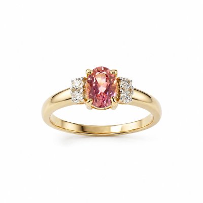 Sterling Silver Pink Topaz and White Topaz Over 18K Yellow Gold Plated
