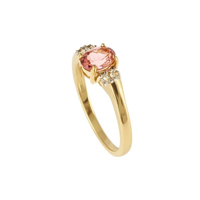 Sterling Silver Pink Topaz and White Topaz Over 18K Yellow Gold Plated