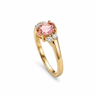 Sterling Silver Pink Topaz and White Topaz Over 18K Yellow Gold Plated