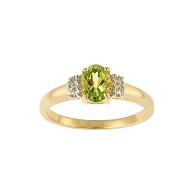Sterling Silver Peridot and White Topaz Over 18K Yellow Gold Plated