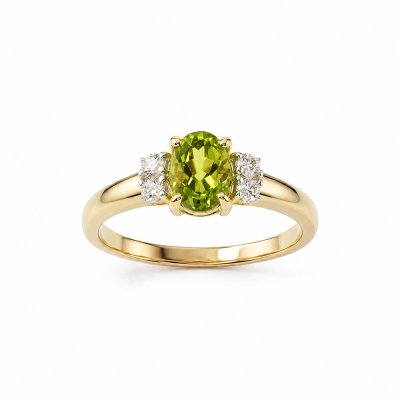 Sterling Silver Peridot and White Topaz Over 18K Yellow Gold Plated