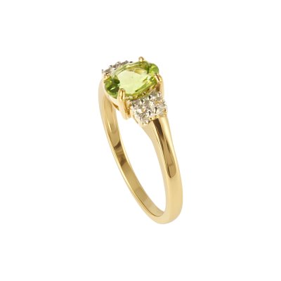 Sterling Silver Peridot and White Topaz Over 18K Yellow Gold Plated