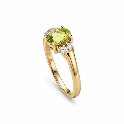 Sterling Silver Peridot and White Topaz Over 18K Yellow Gold Plated
