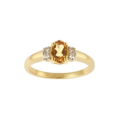 Sterling Silver Citrine and White Topaz Over 18K Yellow Gold Plated