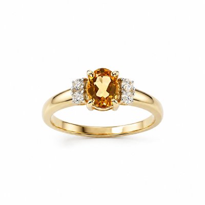 Sterling Silver Citrine and White Topaz Over 18K Yellow Gold Plated