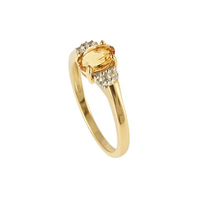 Sterling Silver Citrine and White Topaz Over 18K Yellow Gold Plated