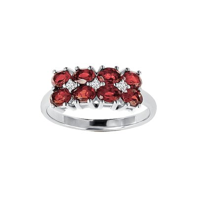 Sterling Silver Garnet and White Topaz Ring