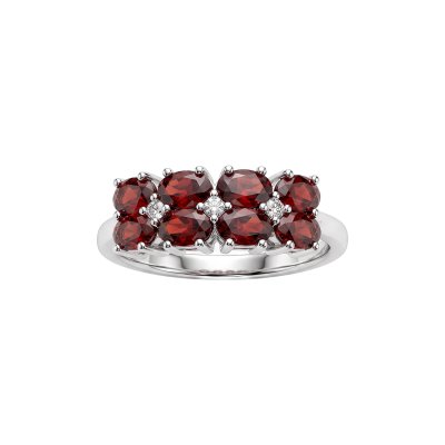 Sterling Silver Garnet and White Topaz Ring
