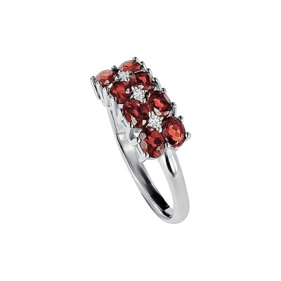 Sterling Silver Garnet and White Topaz Ring