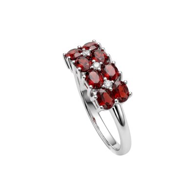 Sterling Silver Garnet and White Topaz Ring