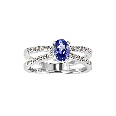 Sterling Silver Tanzanite and White Topaz Ring