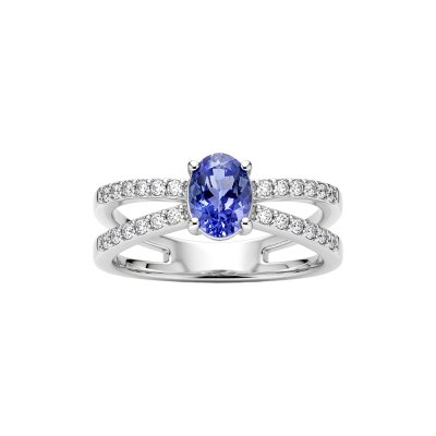 Sterling Silver Tanzanite and White Topaz Ring