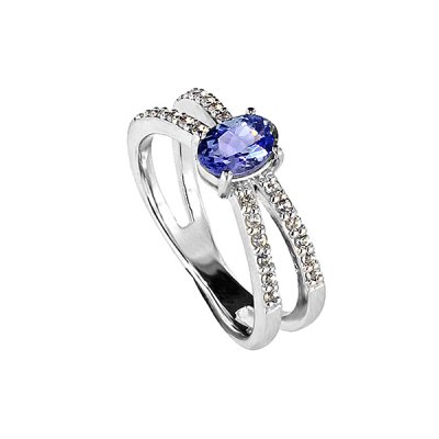 Sterling Silver Tanzanite and White Topaz Ring
