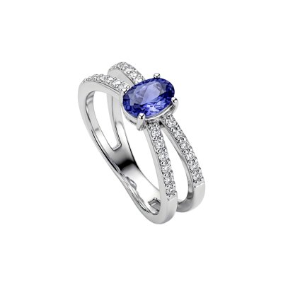 Sterling Silver Tanzanite and White Topaz Ring