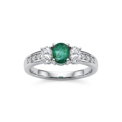 Sterling Silver Emerald and White Topaz Ring