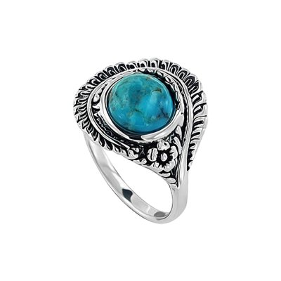 Sterling Silver Turquoise Leaf Ring