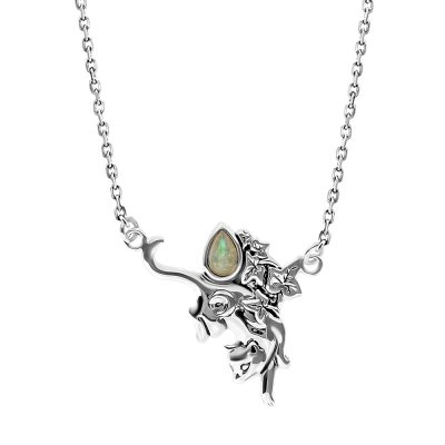 Sterling Silver Labradorite Magical Cat Necklace 18 Inches