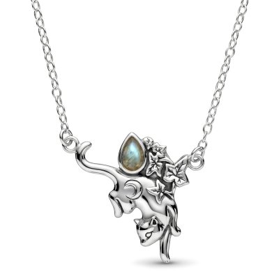 Sterling Silver Labradorite Magical Cat Necklace 18 Inches