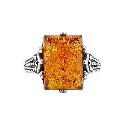Sterling Silver Amber Ring