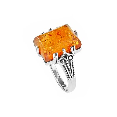 Sterling Silver Amber Ring