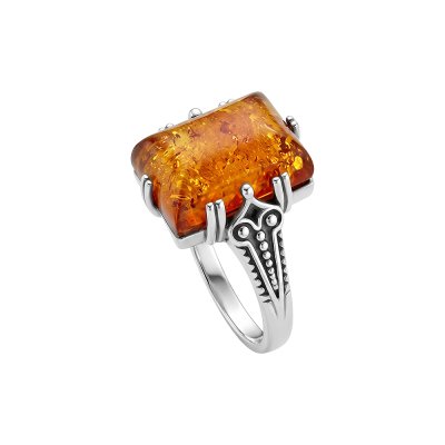 Sterling Silver Amber Ring