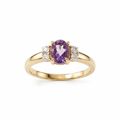 Sterling Silver Amethyst and White Topaz Over 18K Yellow Gold Plated