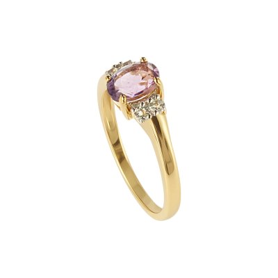 Sterling Silver Amethyst and White Topaz Over 18K Yellow Gold Plated