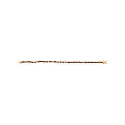 Sterling Silver Ruby Round 3 mm Bracelet Over 18K Yellow Gold Plated 7.25 Inches