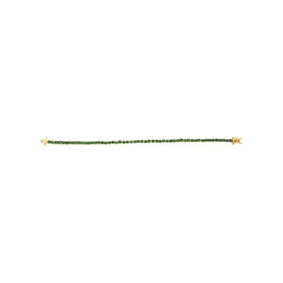 Sterling Silver Emerald Round 3 mm Bracelet Over 18K Yellow Gold Plated 7.25 Inches