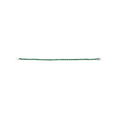 Sterling Silver Emerald Round 3 mm Bracelet Over Rhodium Plated 7.25 Inches