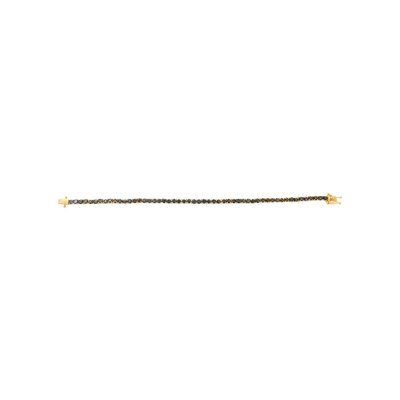 Sterling Silver Blue Sapphire Round 3 mm Bracelet Over 18K Yellow Gold Plated 7.25 Inches